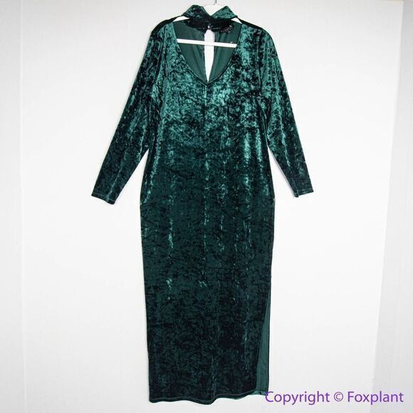 Eloquii dark green Crushed Velvet Dress, 18 - Picture 4 of 15
